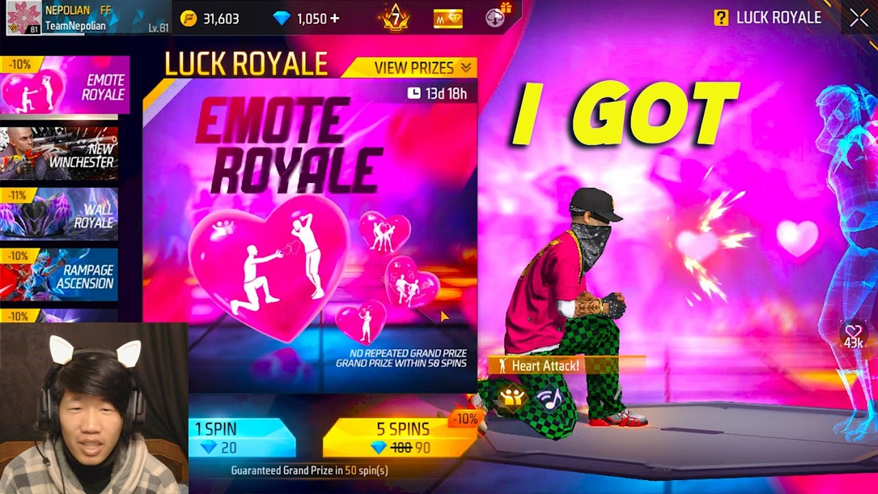 NEW EMOTE ROYALE EVENT FREE FIRE 🔥| VALENTINE'S EMOTE ROYALE EVENT SPIN 🥳| FREE FIRE NEW EVENT