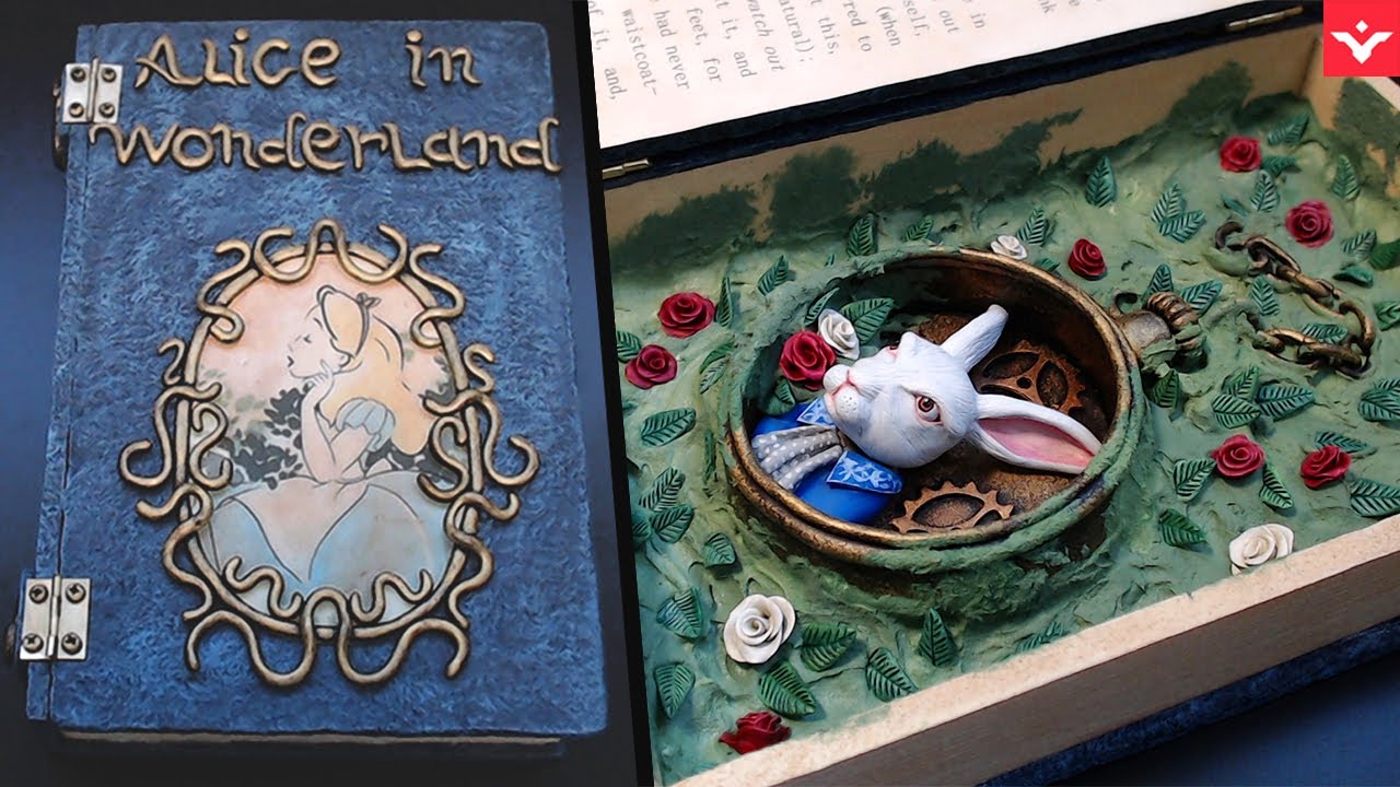 I Made Alice In Wonderland Inside a Book Diorama / Polymer Clay