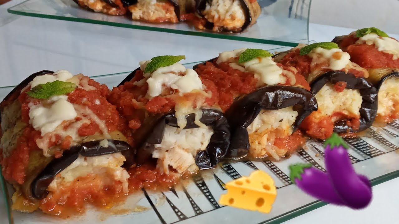 باذنجان محشي بالدجاج والأرز في الفرن🍆🍆aubergines farcies aux riz et poulet