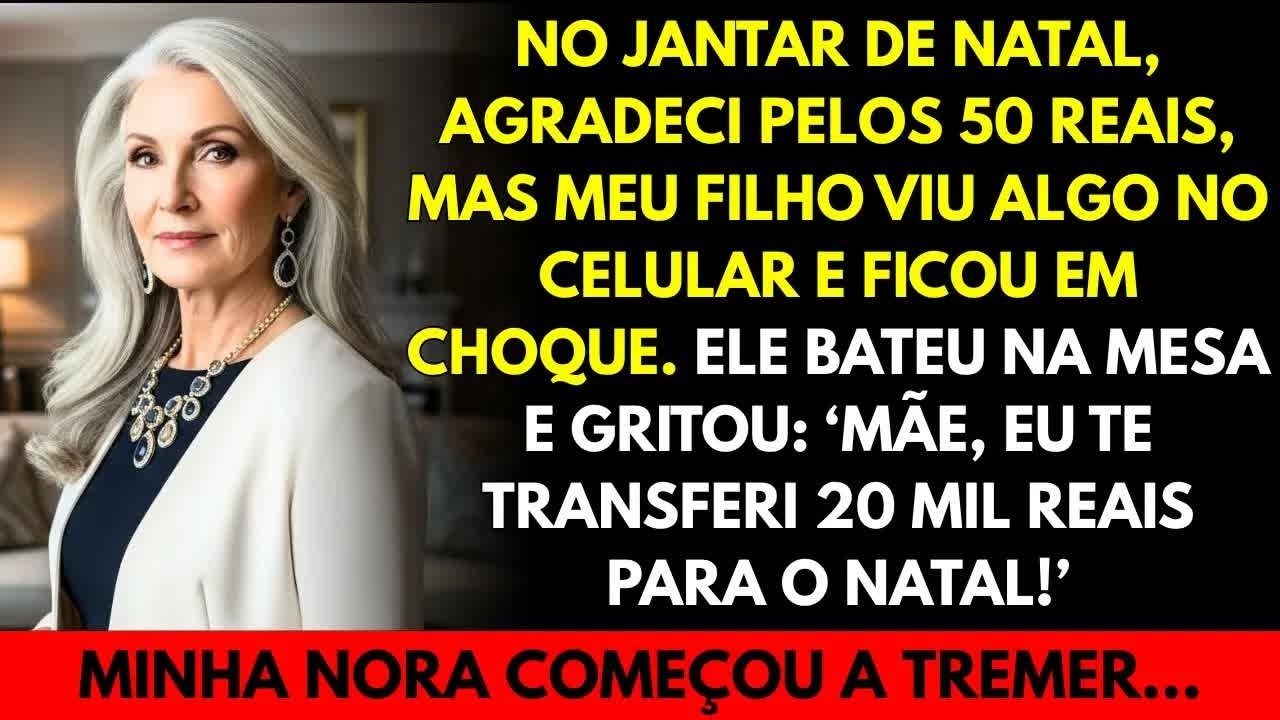 Meu filho rico me viu agradecer 50 reais e gritou： ‘Mãe! Te mandei 20 mil reais!’ Minha nora tre
