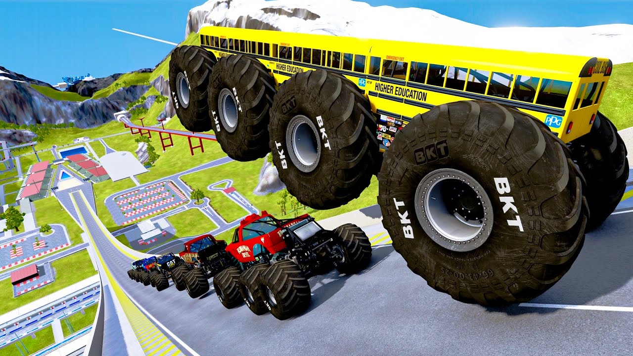 Stunt Showdown BeamNG Monster Truck Car Jump Extravaganza!