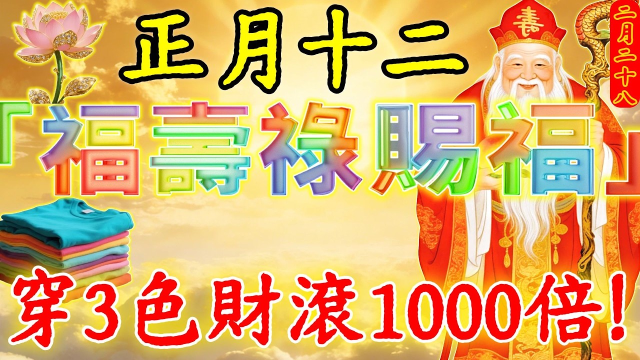 “多神同拜，各取所需”！2 月 28 號，正月十二，「福壽祿賜福」，“三星真身下凡”！早上起床穿上這3色衣服，三神保妳福氣、財富、健康大爆發，第二天就有好事發生！#佛陀#佛學#佛教#禪修#佛法智慧
