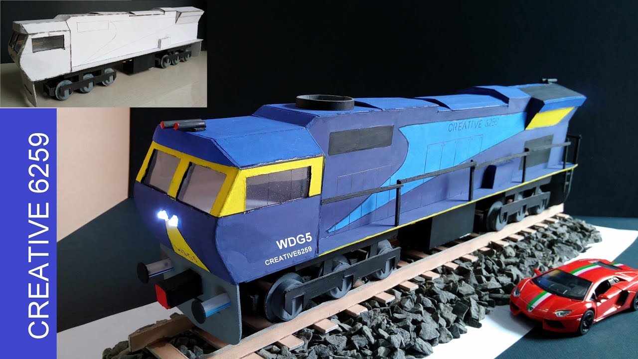 How To Make A Train Engine | Indian Railway Model | WDG5 (BHEEM) | Electric Train Using Cardboard