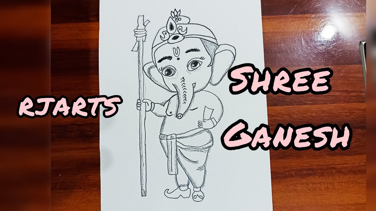 Gajanad Ganesh drawing/step by step/chitara outline of bhgwan drawing
