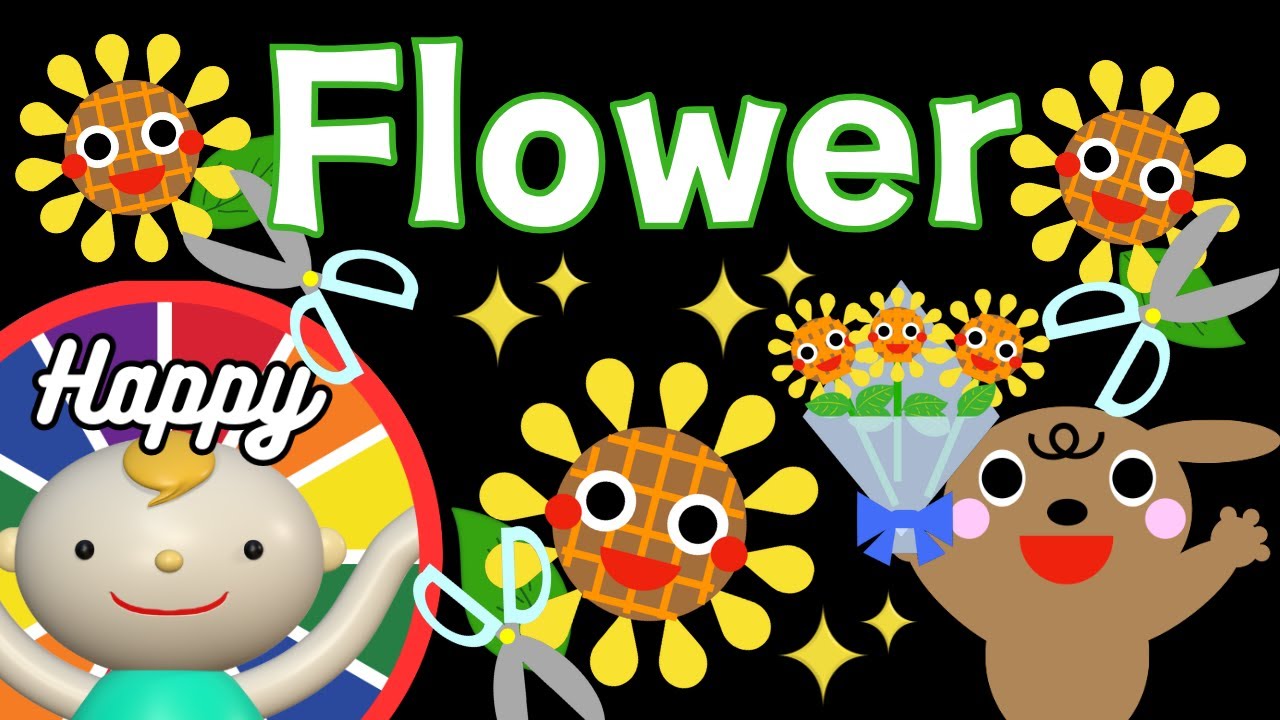 Baby Sensory.【flower】💐🌷🌻🌹High contrast animation with cute sounds. Calm baby.
