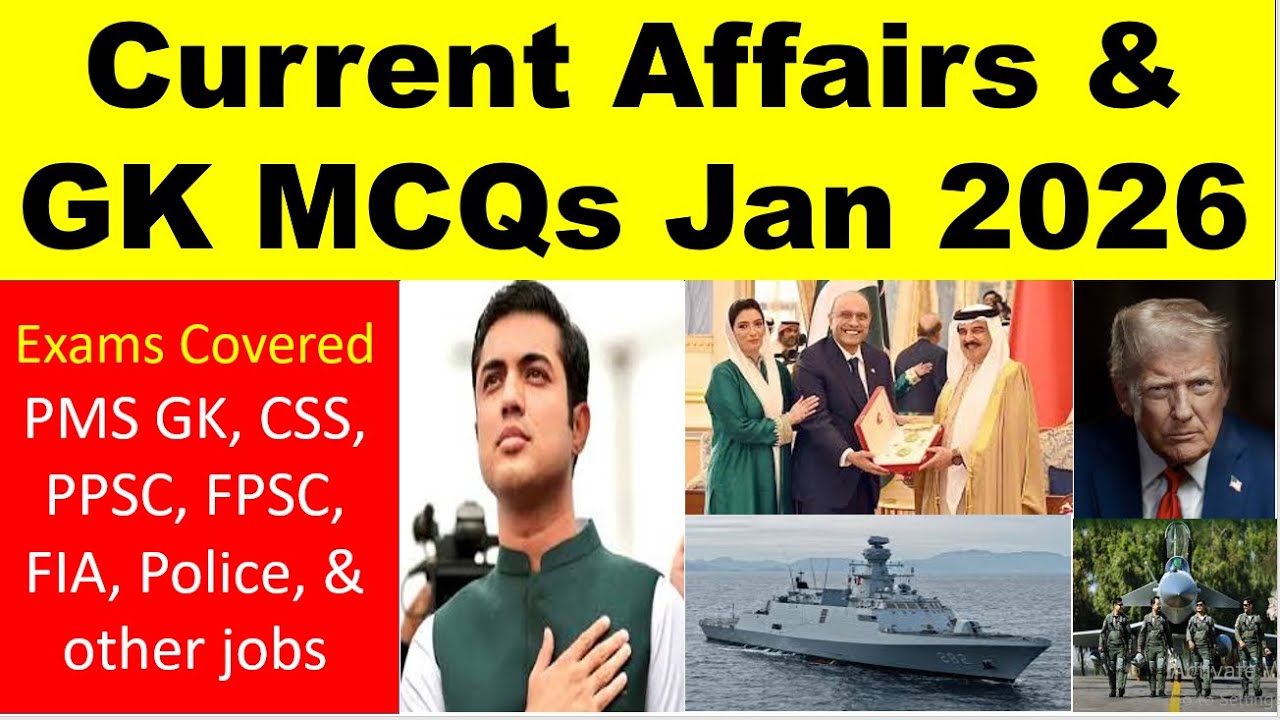 Newest Pakistan & International Current Affairs & GK MCQs January 2026