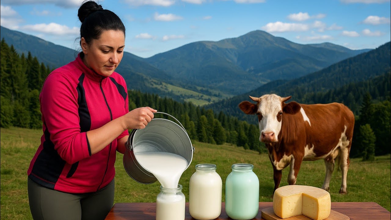 Hutsul Family Morning in the Carpathians | She Milks the Cow, He Grills the Meat | Authentic Village