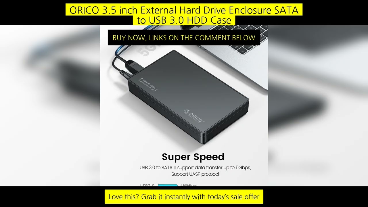 Orico 3.5 Inch External Hard Drive Enclosure Sata To Usb 3.0 Hdd Case With