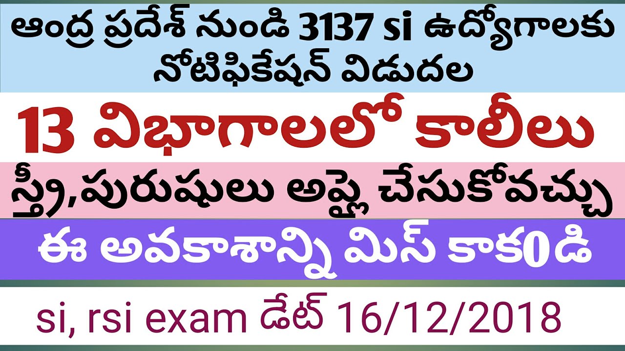 ANDRA PRADESH SI NOTIFICATION//ANDRAPRADESH SI NOTIFICATION 2018//AP POLICE NOTIFICATION//AP SI PO//