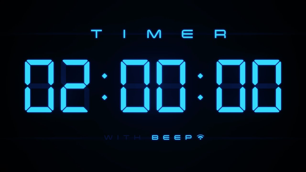 2 Hour Countdown Timer ⏱ Digital Blue Clock with Beeps 💙