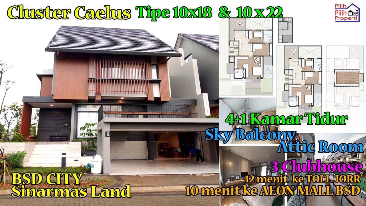 Rumah Mewah Caelus BSD City 10x18 & 10x22 tipe paling besar 4+1 kamar tidur stok terbatas
