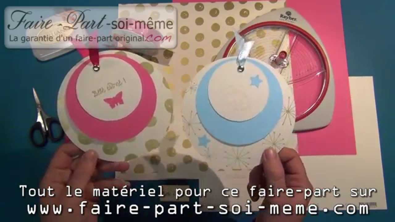 Faire-part de naissance rond Papillon.