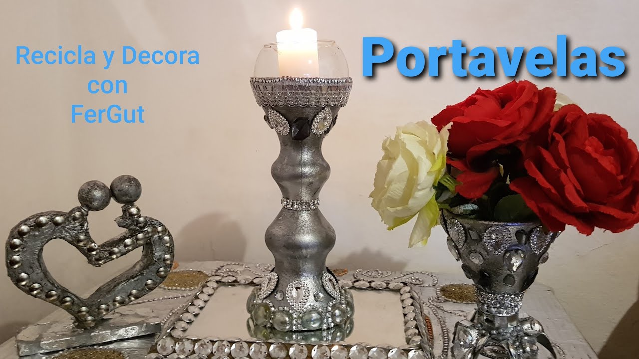 DIY♻ IDEA  FACIL FAROL/CANDELABRO LUJOSO , ELEGANTE / DIY Waste Material Reuse Ideas