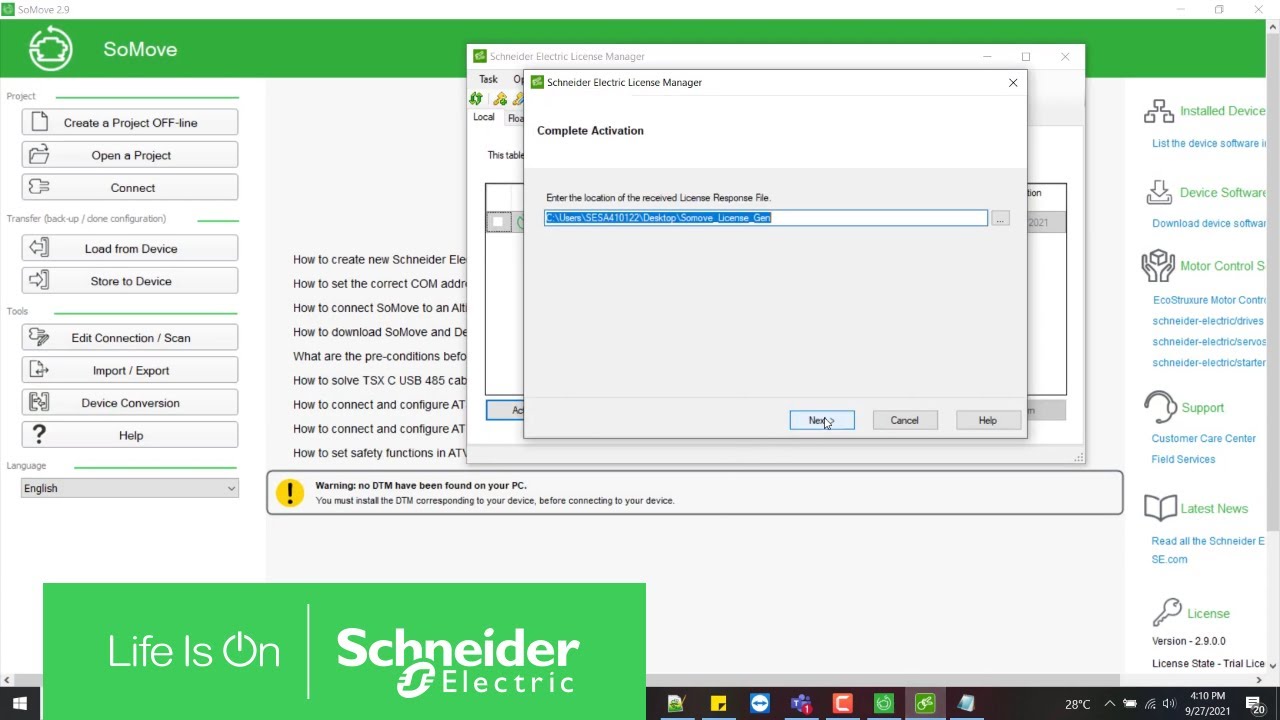 How to Activate SoMove License by Web | Schneider Electric
