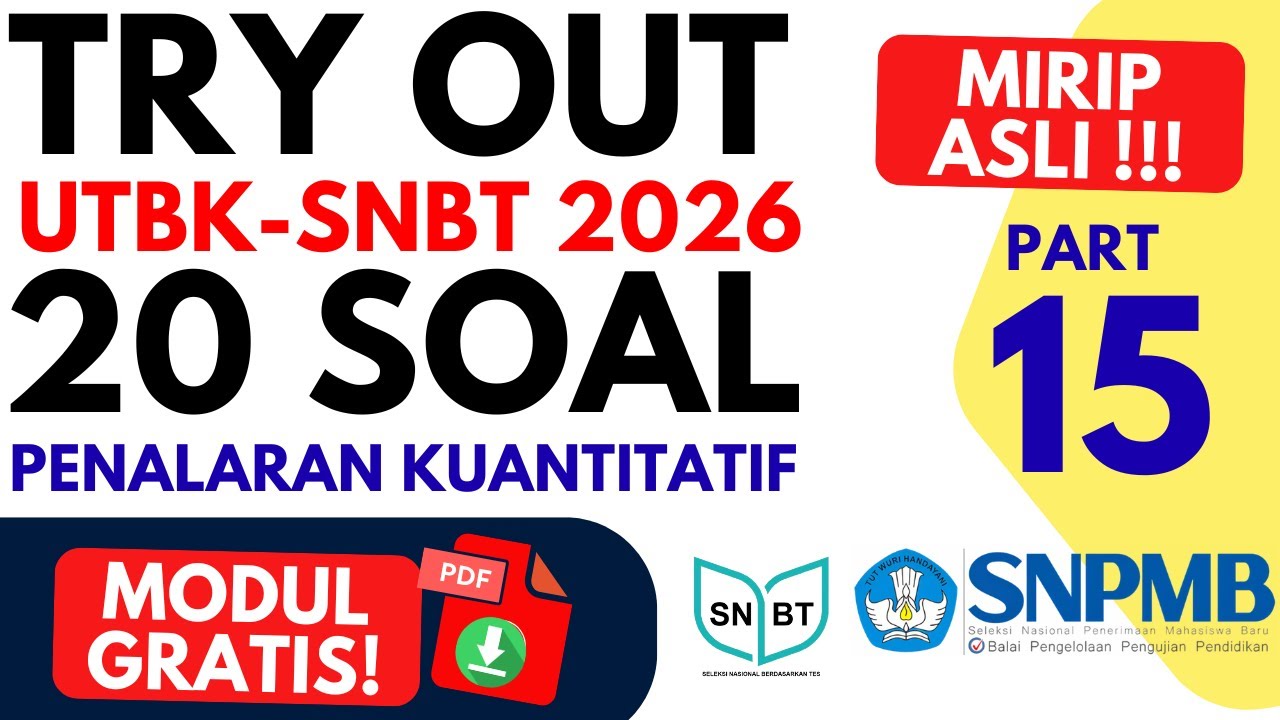 20 Soal & Pembahasan Penalaran Kuantitatif UTBK SNBT 2026 | Try Out Part 15 Lengkap