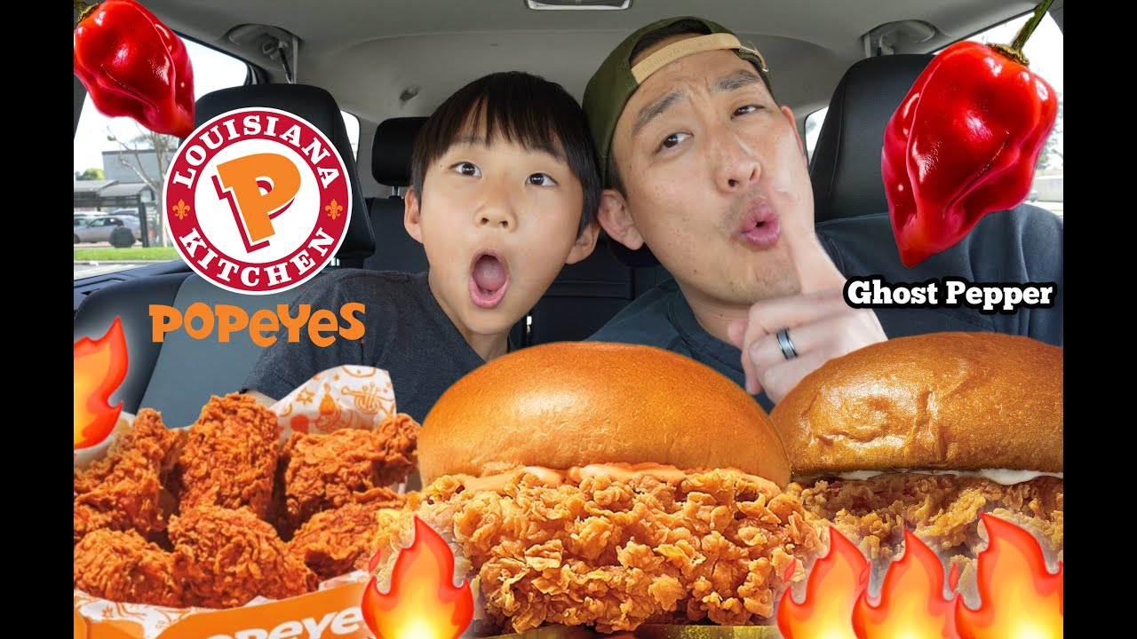 Trying Popeyes Ghost Pepper Chicken Sandwich - Car Mukbang
