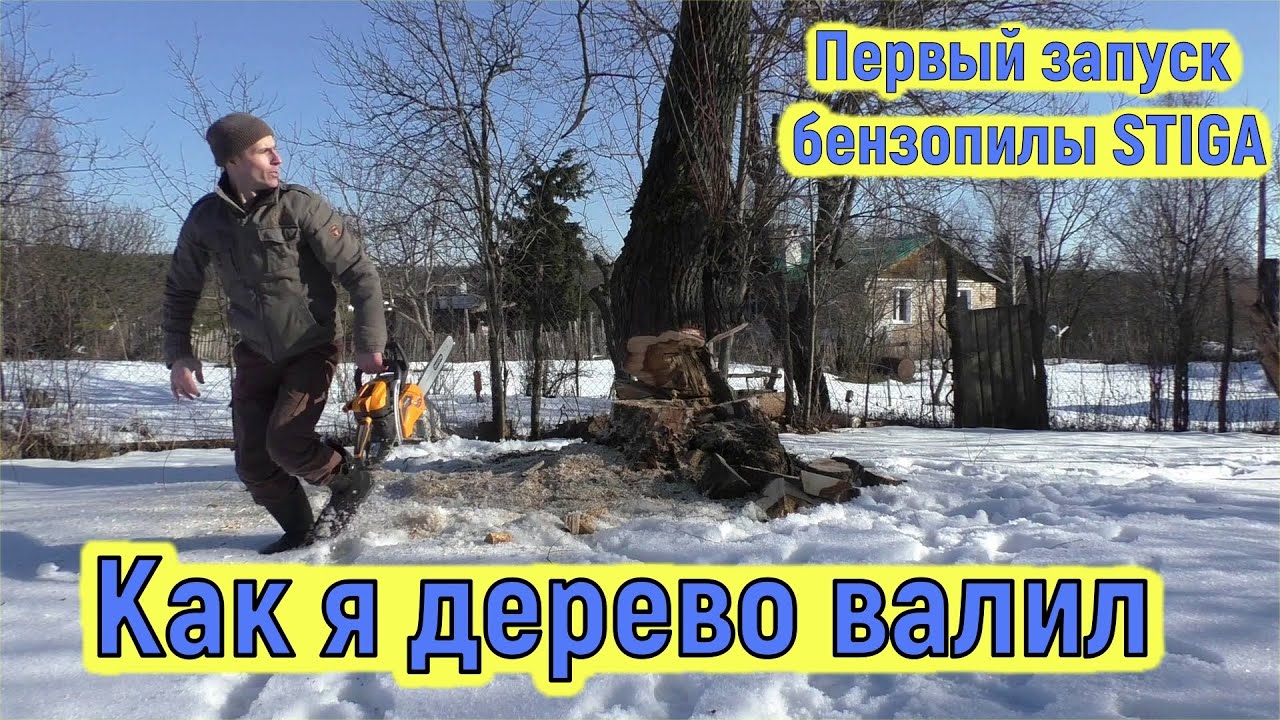 Первый запуск бензопилы.