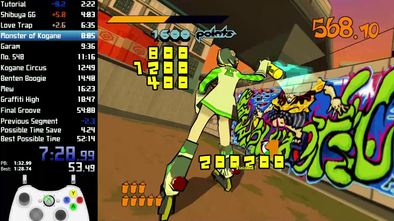 (OBSOLETE) Jet Set Radio ANS/100% Speedrun (53:08) Pre-World Record