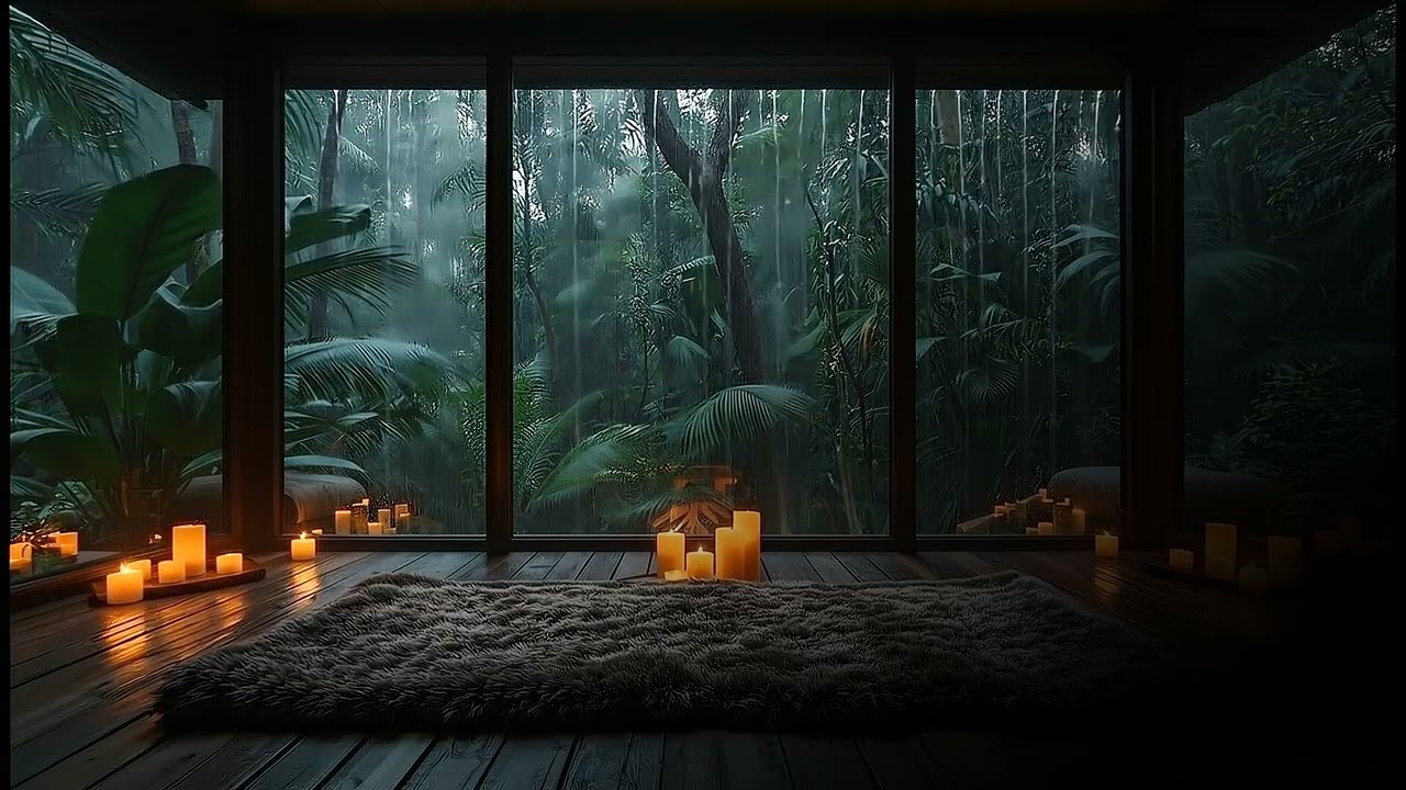 Gentle Rainy Night at a Quiet Forest Cabin 🌧 Ambient Dark best for meditation