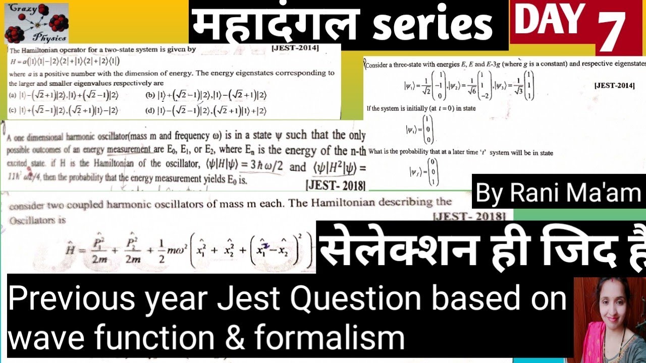 Part - 2|| Previous year Jest problem based on wave function & formalism In Quantum Mechanics ||