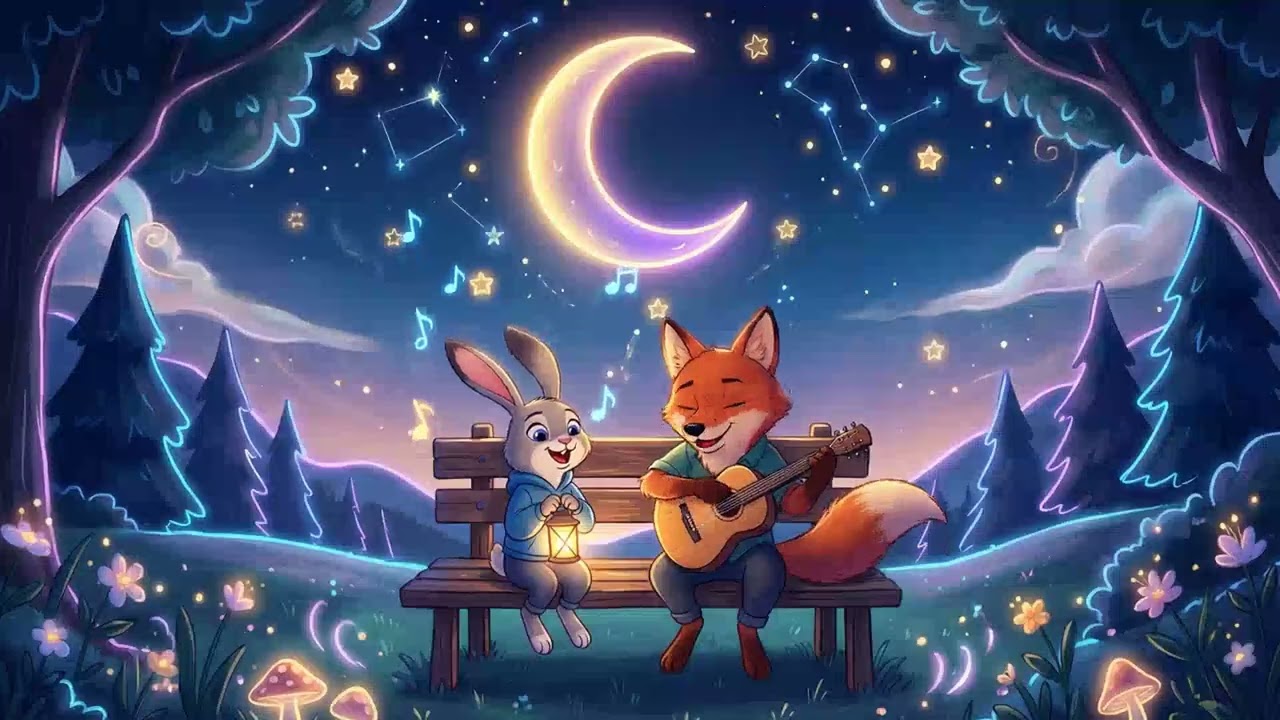 Magical Forest Serenade 🌙 Sleep Music with Fox & Rabbit Under Starlight ✨ Deep Sleep & Dreams