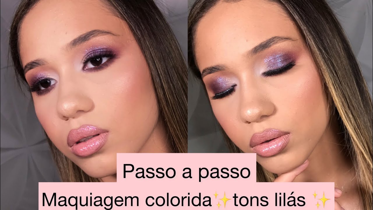 MAQUIAGEM COLORIDA ✨TONS LILÁS ✨Passo a passo . @dianasouza7132