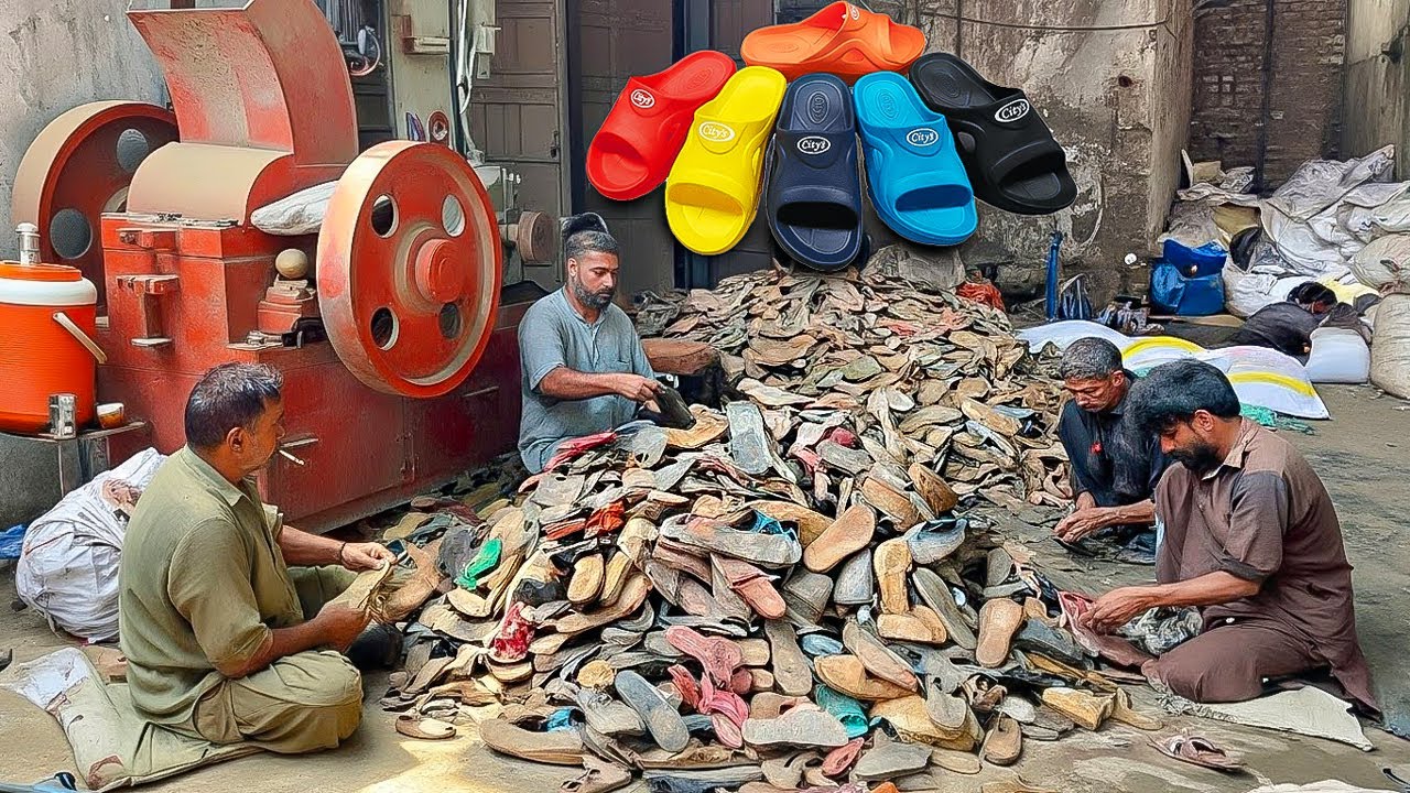 Unbeatable Factory Process of Recycling Old Plastic Shoes Recycled Into New Footwear | Shoes Factory
