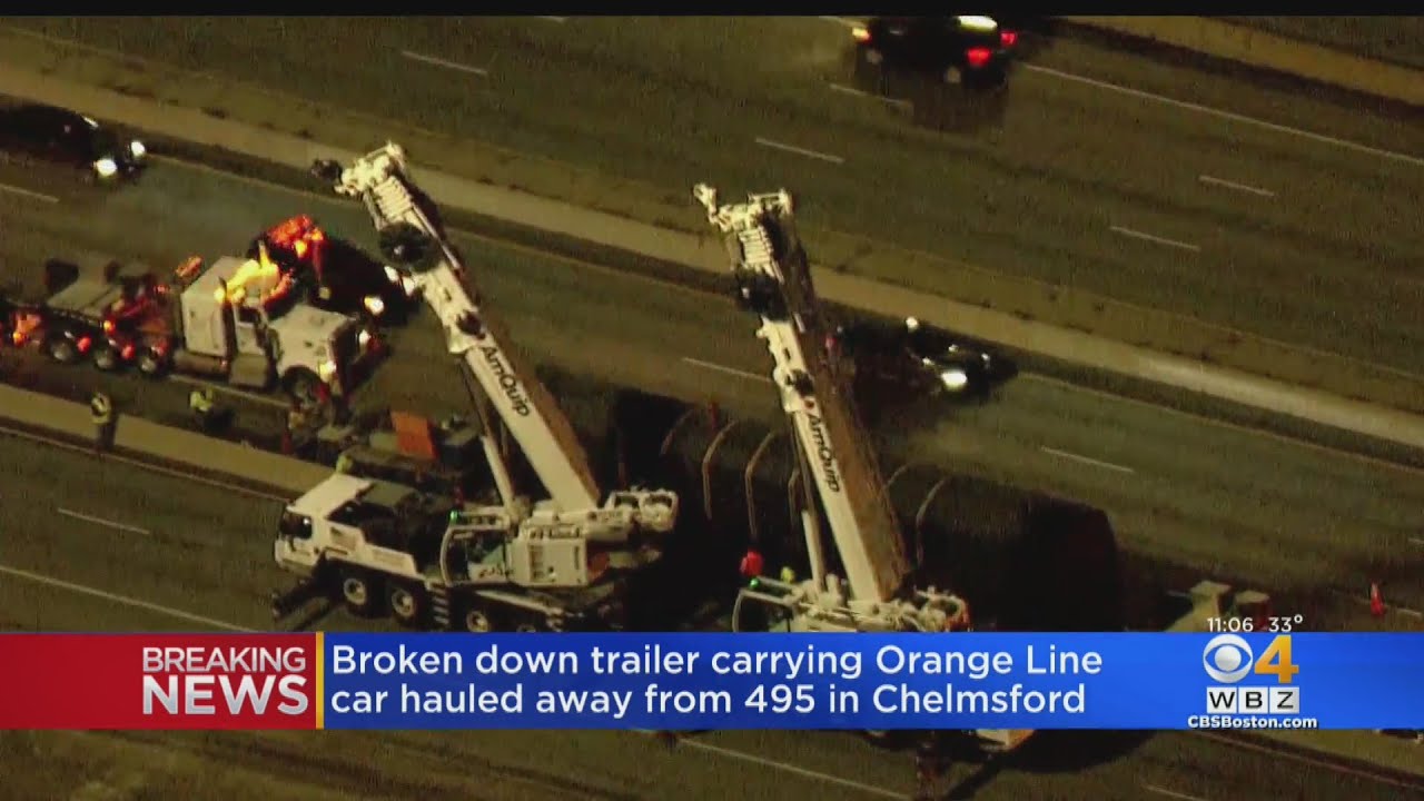 Stranded Orange Line train removed from I-495 in Chelmsford
