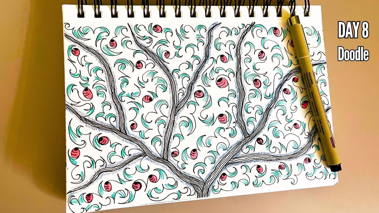 Beautiful & Soothing Zentangle for Beginners | Day 8 of Doodle Challenge | Corolla Arts