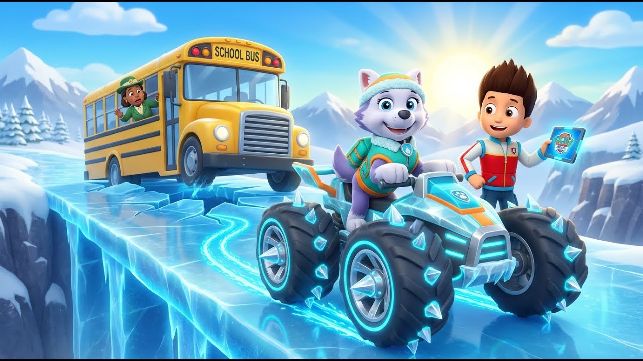 PAW Patrol: Rescue Wheels – The Icy Bridge Crossing! ❄️🚌 | Everest’s Spiked Tire Rescue & Big Bus