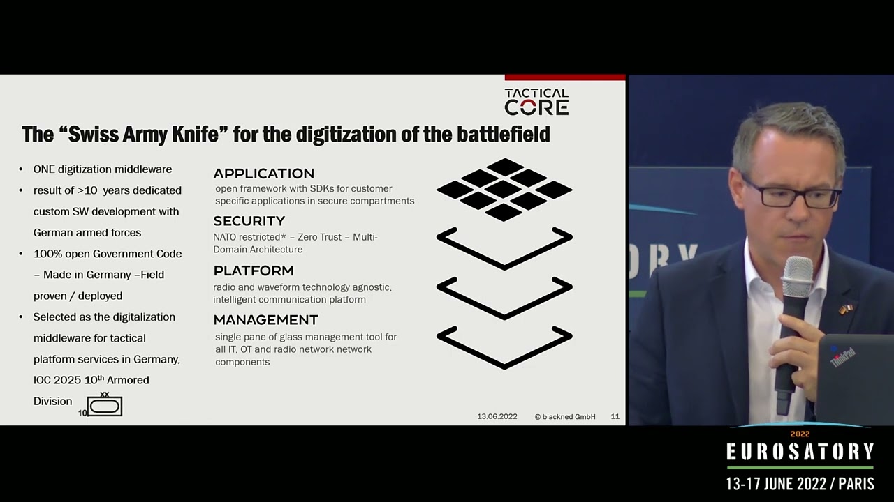 Conference Eurosatory 2022 | TacticalCore by BLACKNED: A key enabler for digitization of armed ...