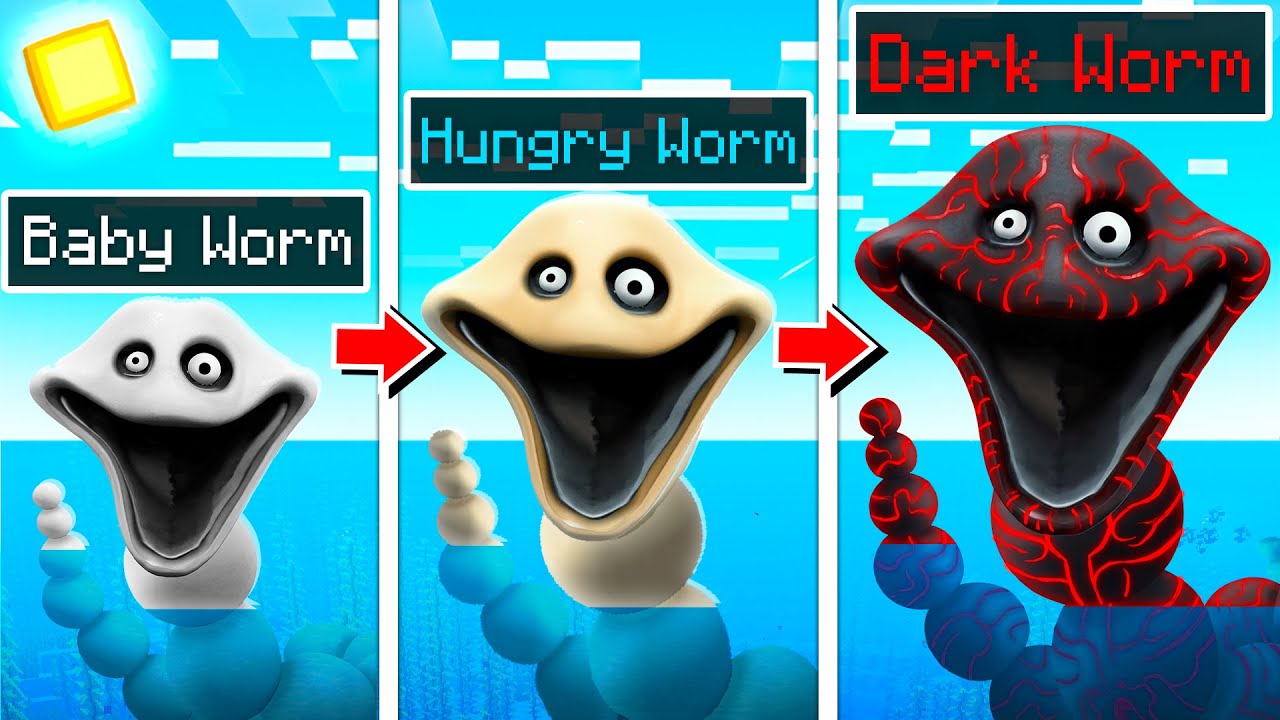 Becoming DARK HUNGRY WORM in Minecraft!