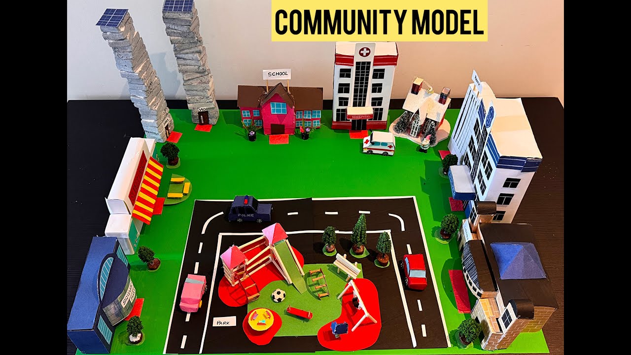 DIY Community Model for School Project | Cardboard & Color Paper Craft”
