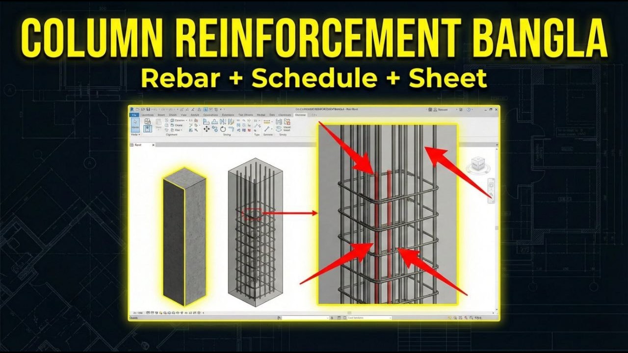 Revit Column Reinforcement Tutorial Bangla | Rebar, Schedule & Sheet Complete Guide