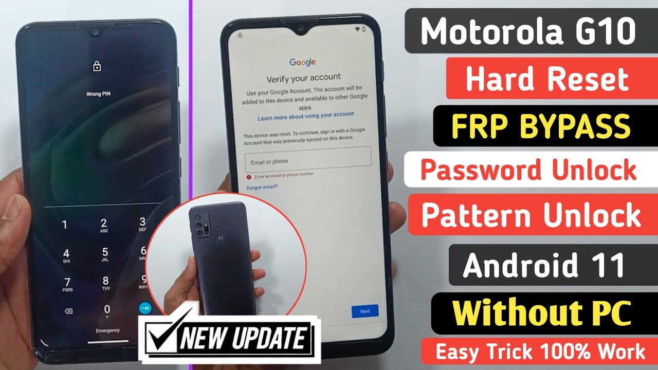 Moto G10 Hard Reset | Motorola G10 FRP Bypass Android 11 | Gmail/Google Lock Remove No Computer