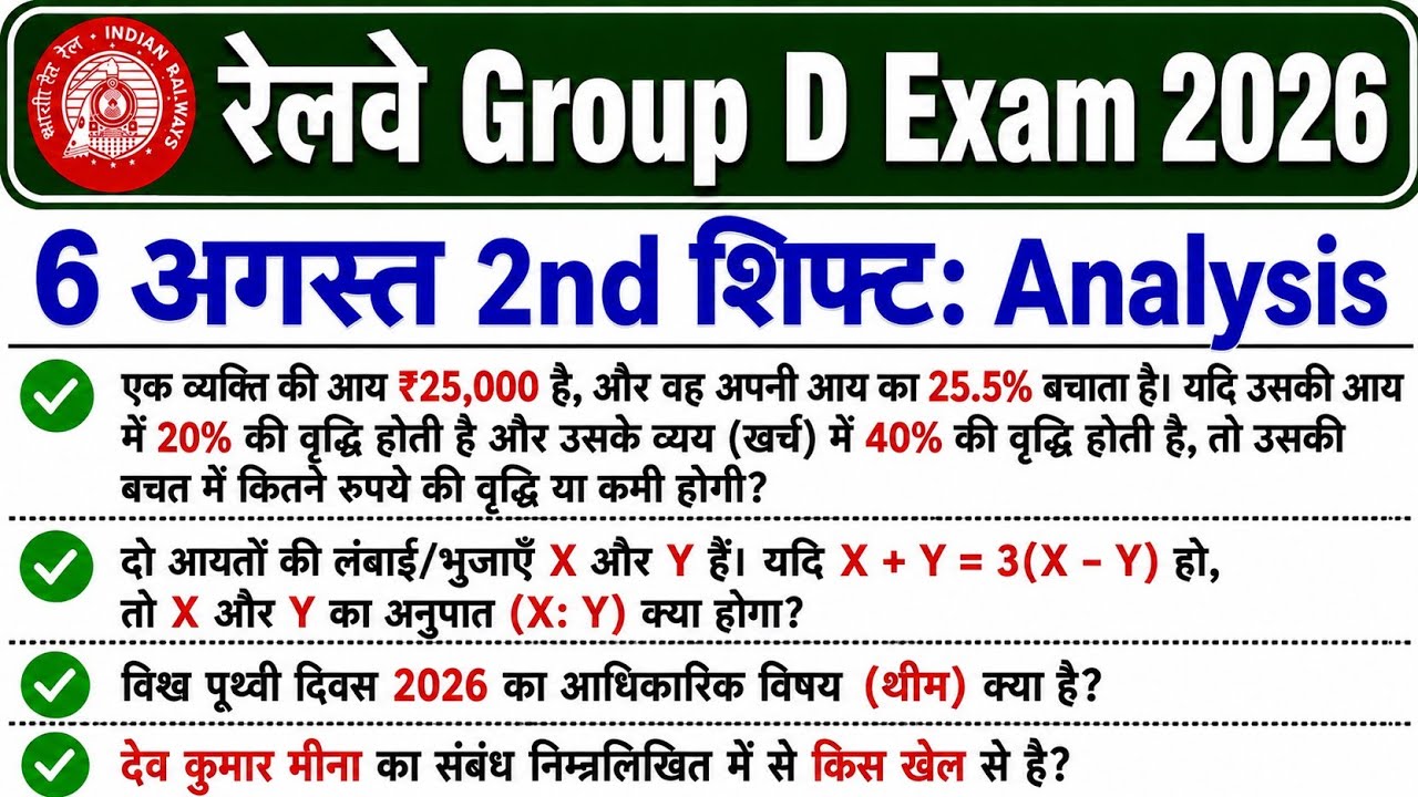 RRB Group D Analysis 2026 | RRB Group D 6 August 2nd Shift Analysis | Group D Analysis Today