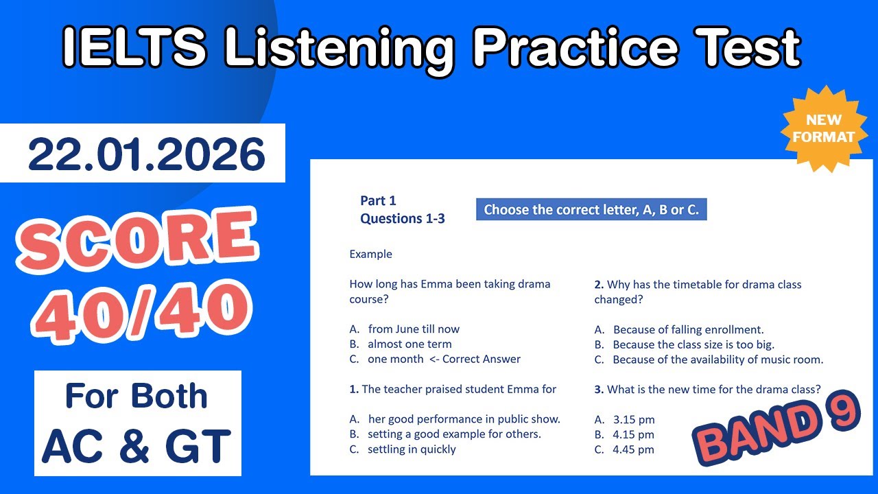 IELTS Listening Practice Test 2026 With Answers 22.01.2026 - Test #212