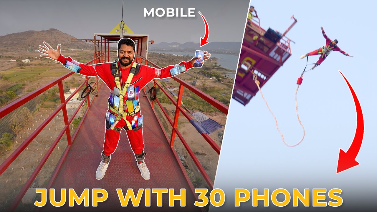 WORLD'S FIRST!! Bungy Jump with 30 Phones📱| 30 फ़ोन के साथ किया Bungy Jump 😱| Mad Jugaad