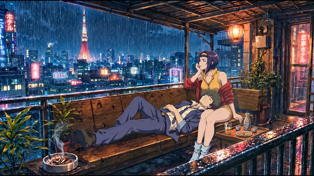 1990s Rainy Tokyo at 3 AM &bull; Faye x Cowboy Bebop [lofi jazz for relaxing & studying]
