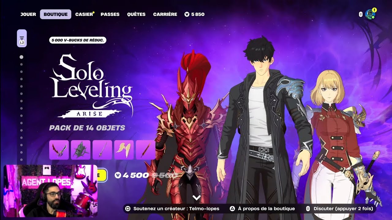 🔴 Nouveaux skins Solo Leveling, Boutique FORTNITE du 21 f&eacute;vrier, item shop february 21