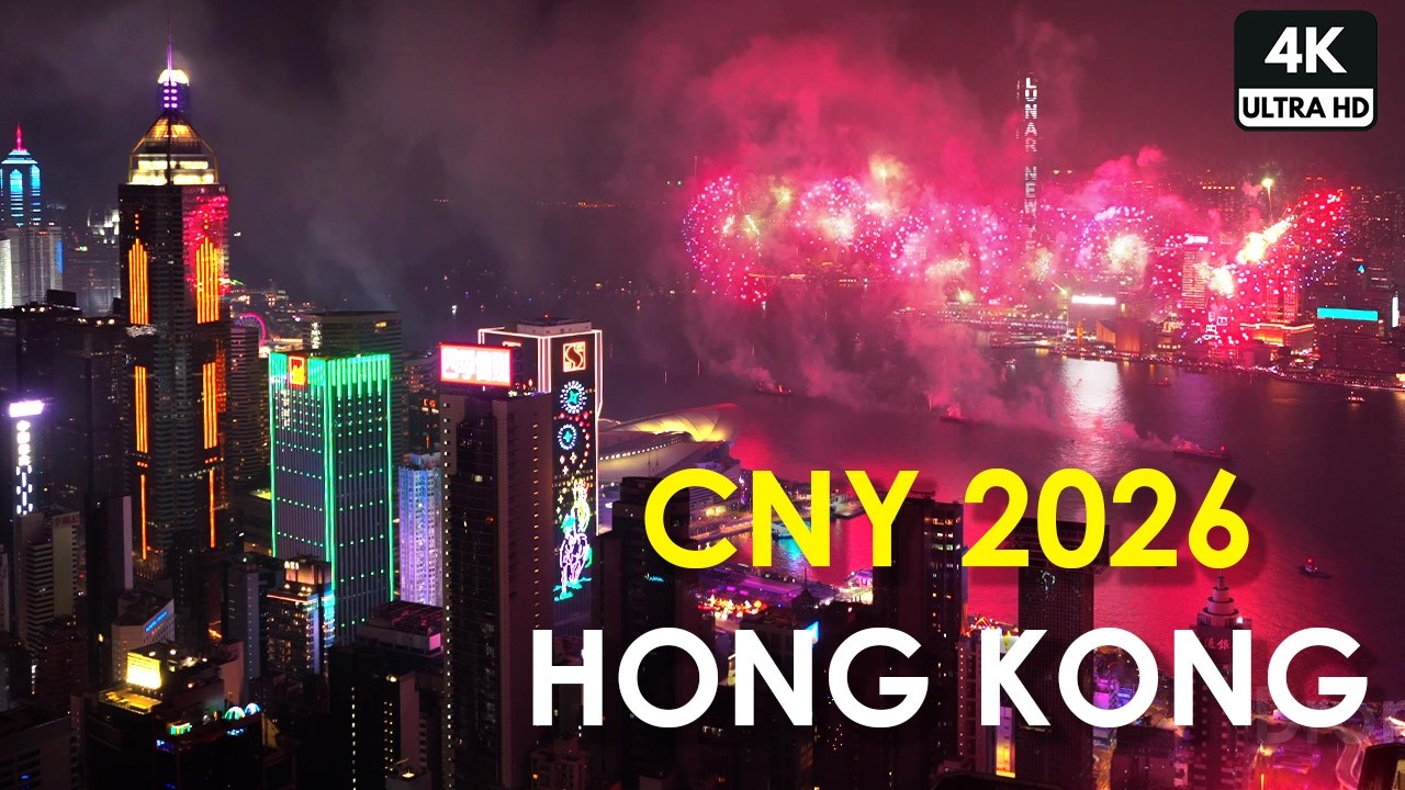 Hong Kong Fireworks for Chinese New Year 2026 - Aerial 4K - Mavic 4 Pro