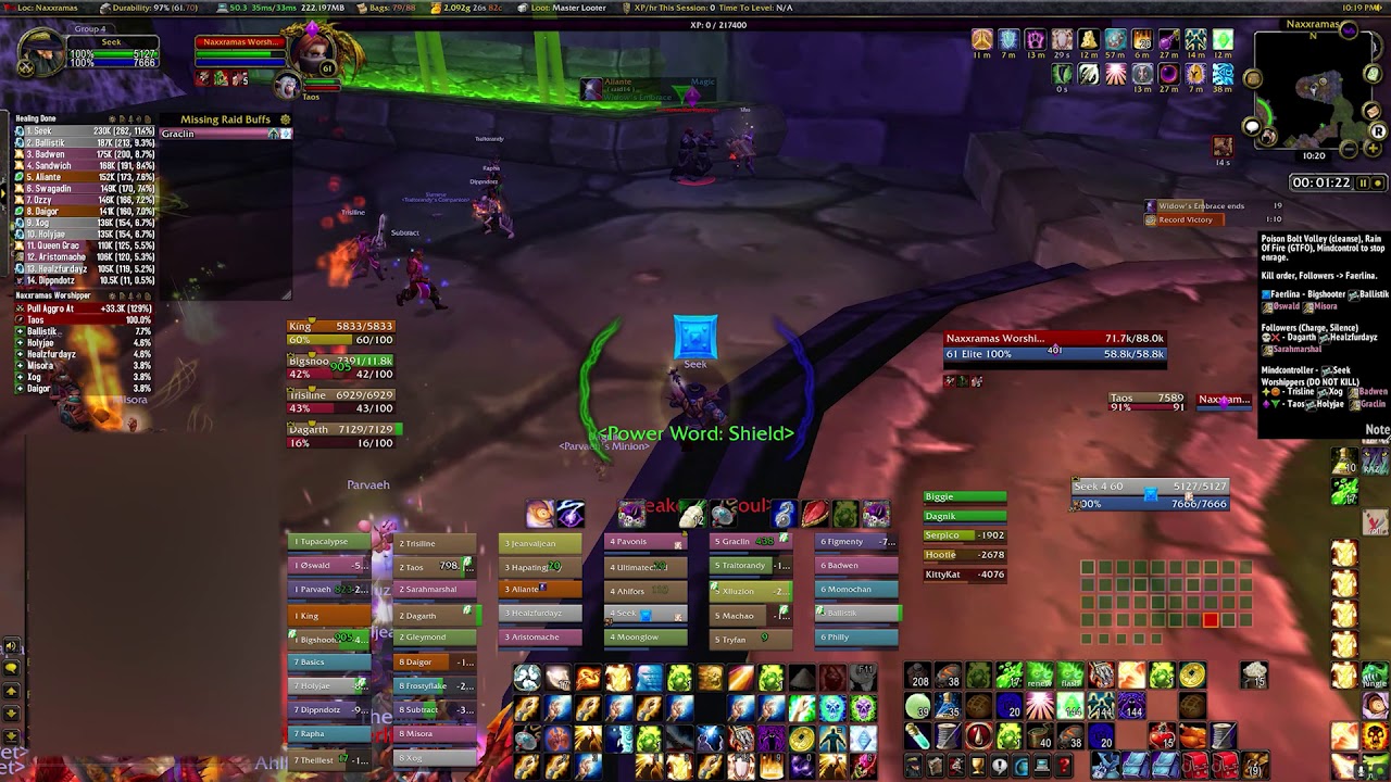 World Of Warcraft  Classic Grand Widow Faerlina Kill Priest MC POV Dec 15, 2020