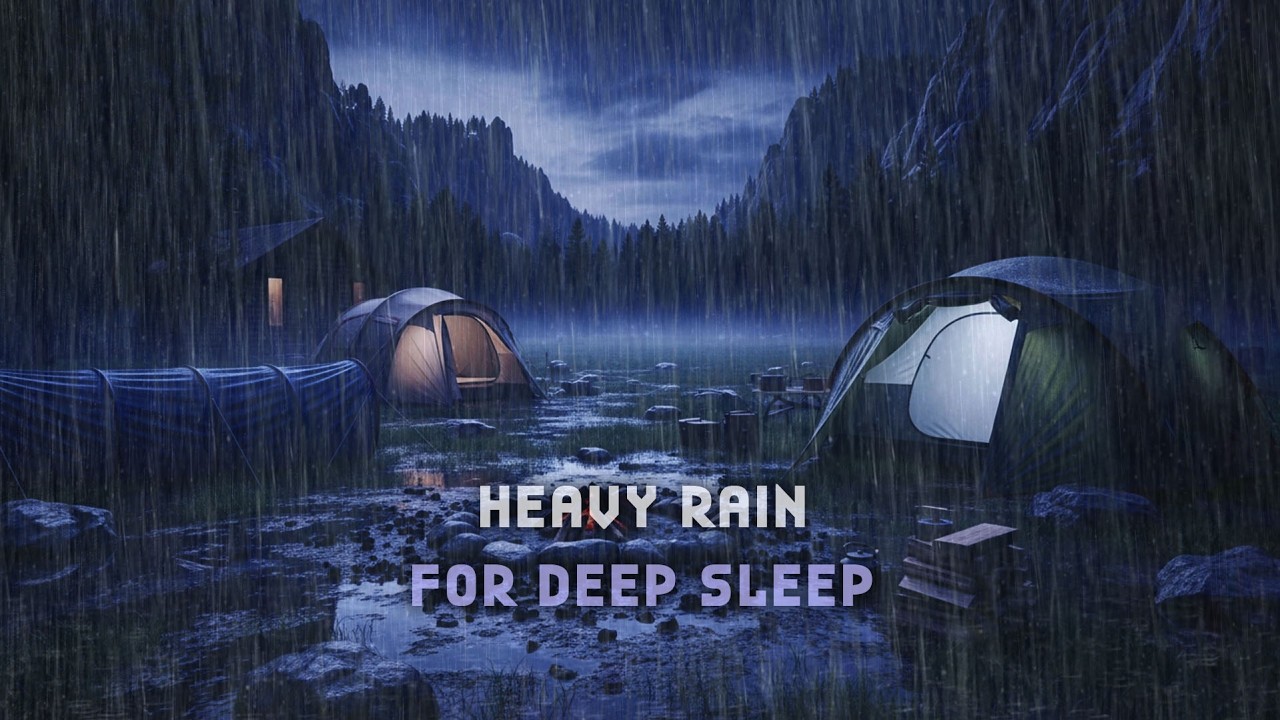 Cozy Mountain Tent in Heavy Rain 🌧️⛰️ Calm Thunder for a Restful Night 😌🌙
