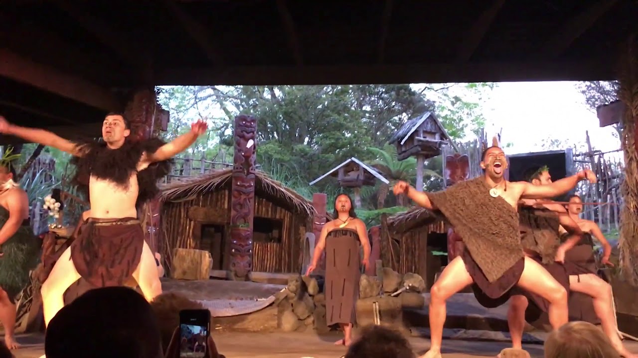 Haka performance at Mitai Maori Village, Rorotua