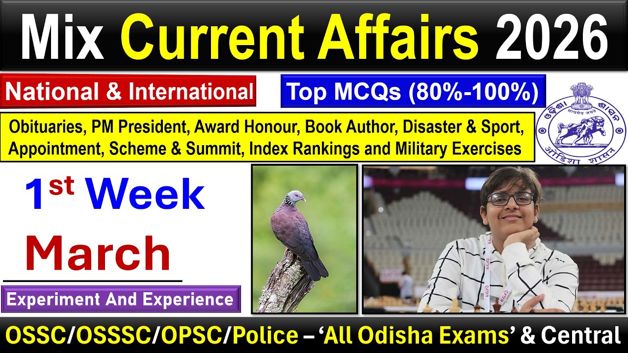 1st Week March 2026 Current Affairs Mix #osscexam #osssc #opsc #odishapolice #ssc #ossccgl2025
