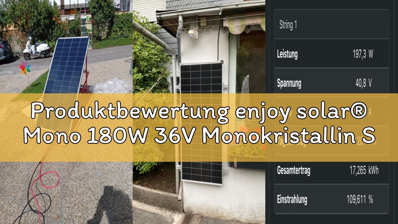 Produktbewertung enjoy solar&reg; Mono 180W 36V Monokristallin Solarmodul Solarpanel ideal f&uuml;r 24V Garte