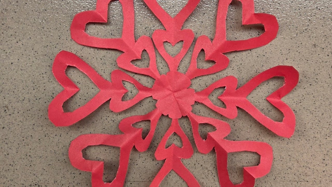 How to make a Simple Heart ❤️ Shaped Paper Cutting Snowflakes Design