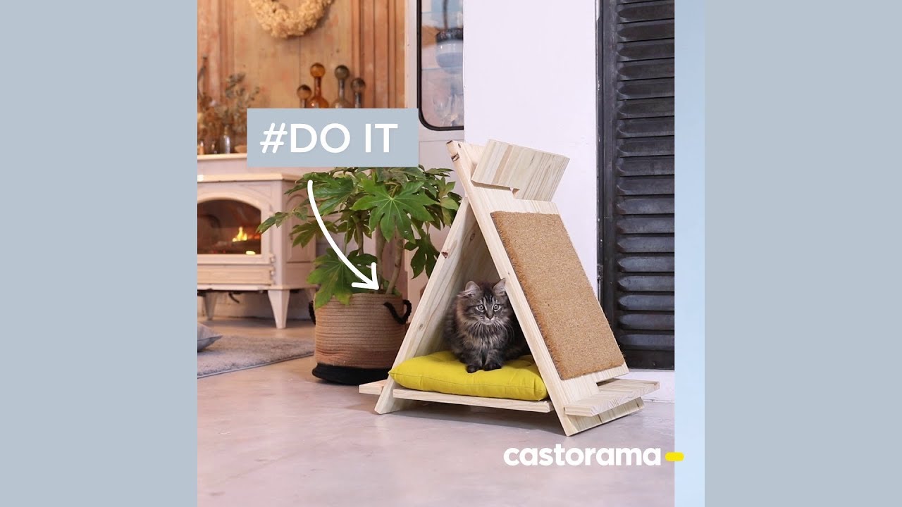 DIY : Réalisez un tipi pour chat en bois, sans colle, ni clou, ni vis.