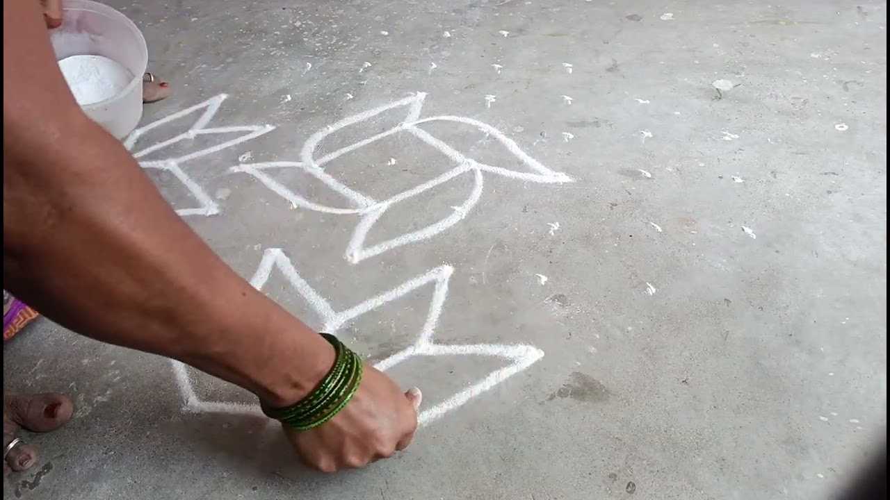 குட்டி கோலம் பூ கோலம் 💐 #daily kolam 9*3*3 dots kolam #simple kolam 