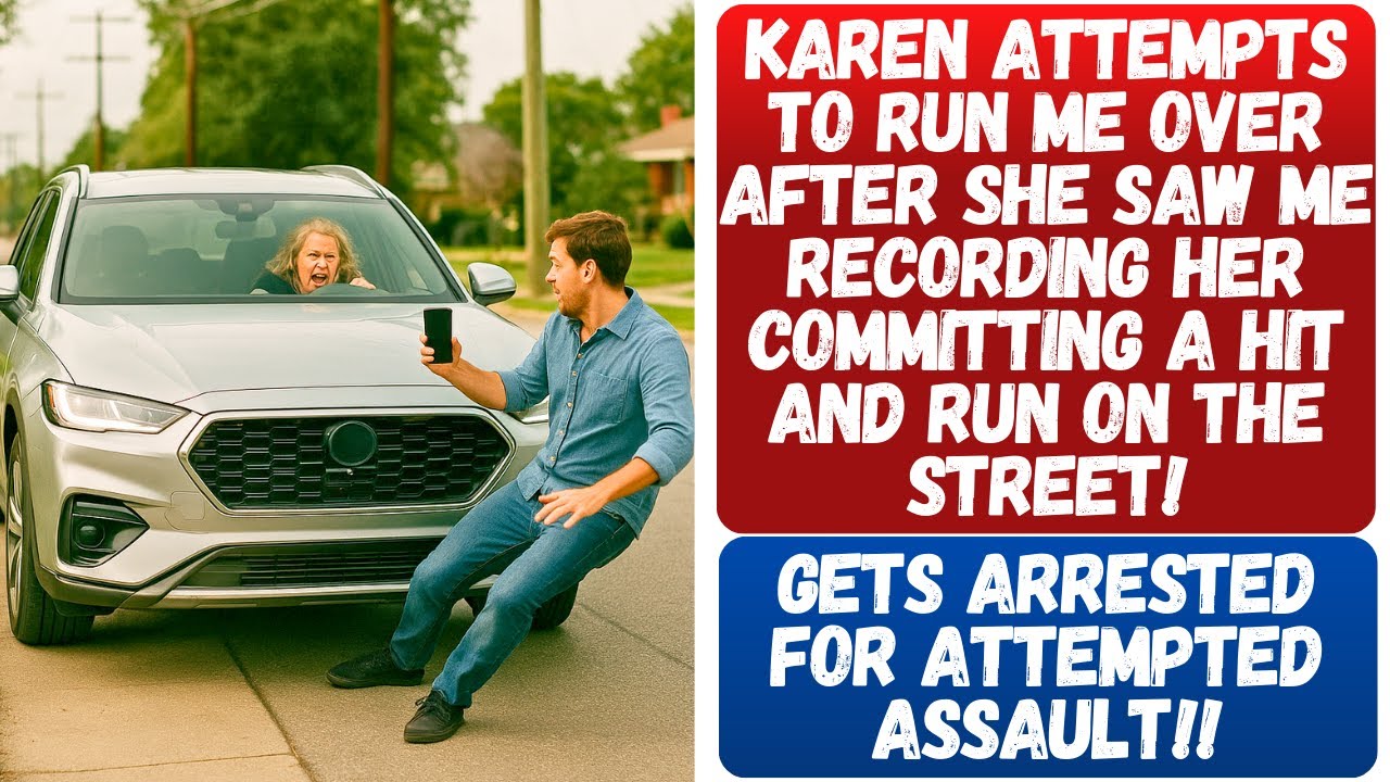 KAREN TRIES TO RUN ME OVER AFTER SHE SAW ME RECORDING HER COMMITTING A HIT AND RUN ON THE STREET!